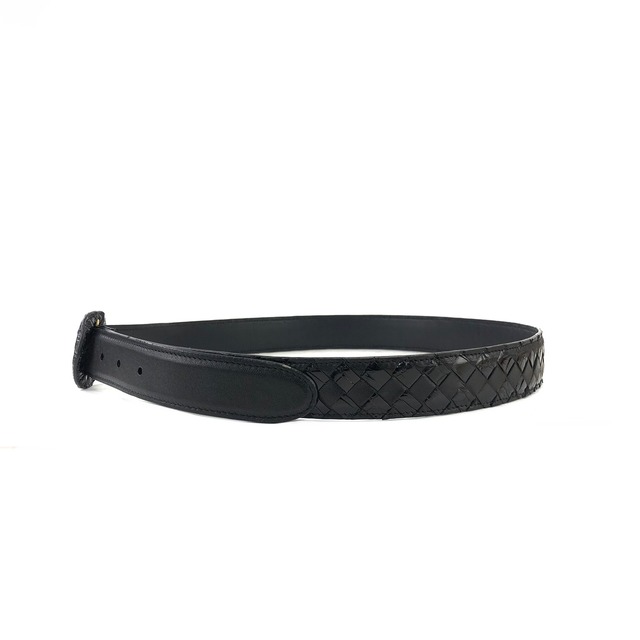 Bottega Veneta　ボッテガヴェネタ　イントレチャート　レザー　ベルト　ブラック　vintage　ヴィンテージ　w8yh2g
