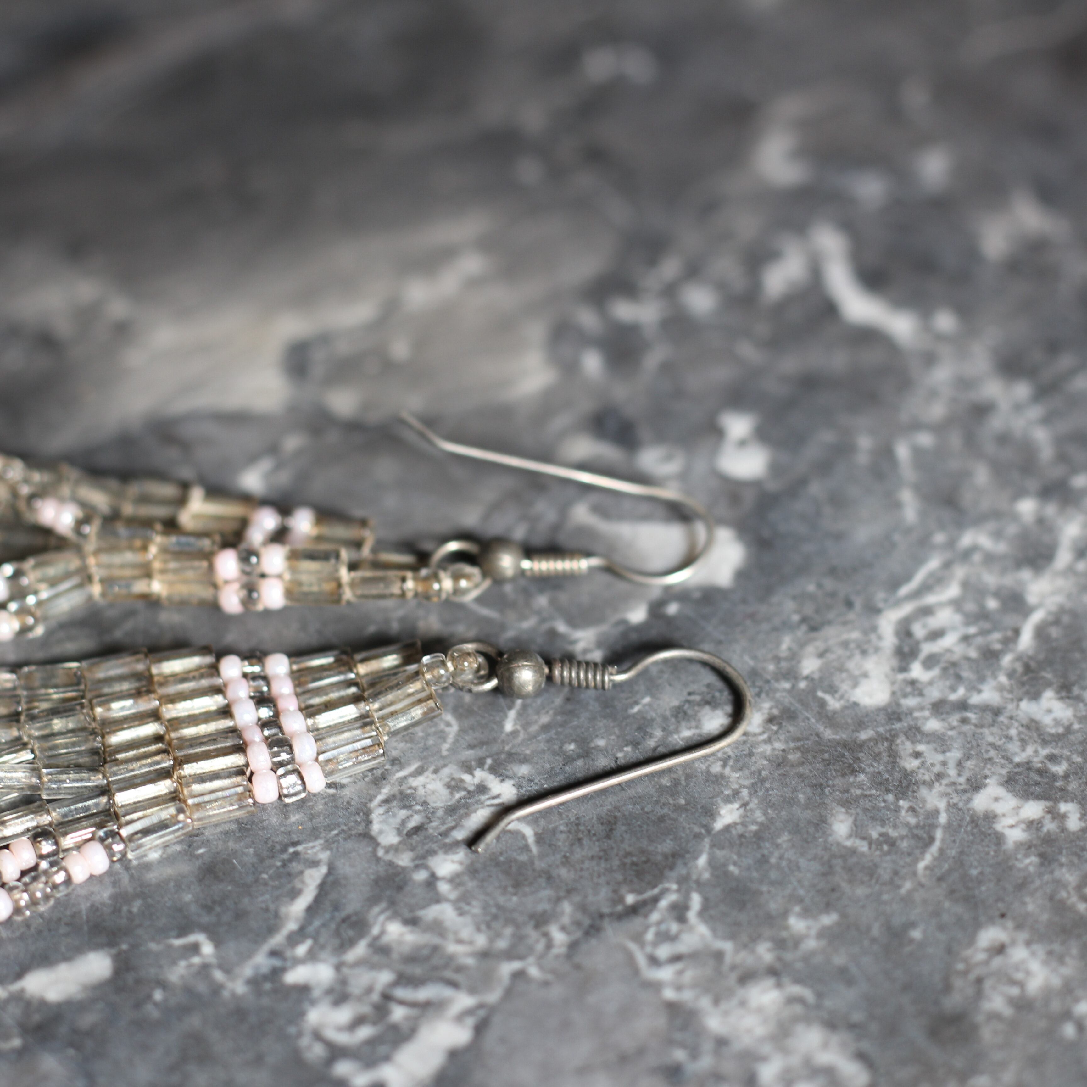 USA VINTAGE CLEAR BEADS FRINGE DESIGN SWING EARRING/アメリカ USA VINTAGE CLEAR BEADS FRINGE DESIGN SWING EARRING/アメリカ