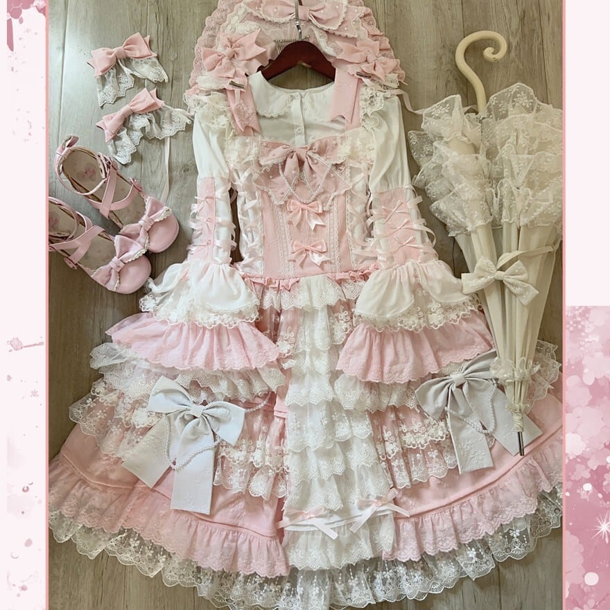 スイートロリータ｜バックリボン付きフリルJSK（ピンク・ブルー