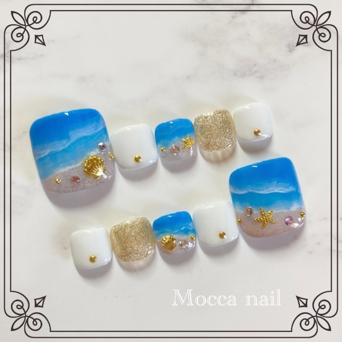 132】海ネイル フットネイルチップ ヒトデ シェル 夏ネイル 