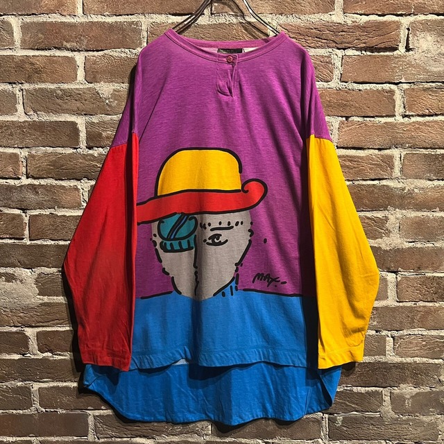 【Caka act3】"Peter Max" "Zero Megalopolis" Henry Neck Long Sleeve Tee