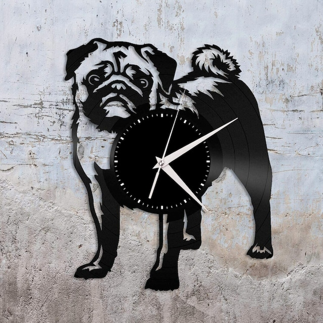 Wall clock   -fluffy pug-　　clo-12