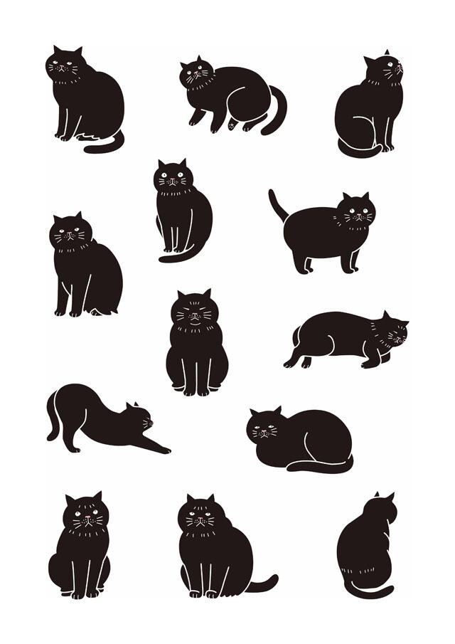 黒猫いろいろ１ ベクター Aiデータ イラスト ダウンロード販売 小さな小さな雑貨店 ぶさねこかん