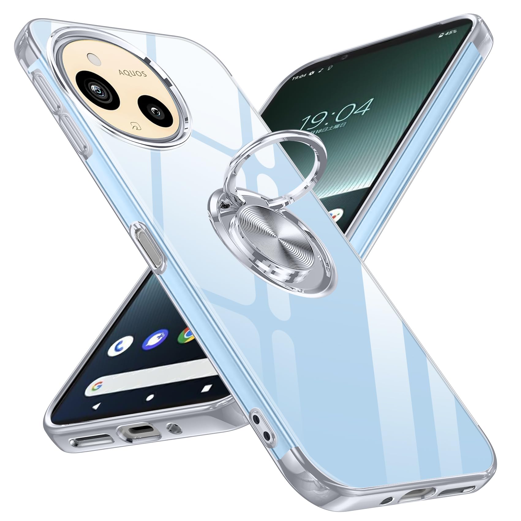 WYEPXOL 対応AQUOS Sense9/Sense10 用ケース リング付き クリア 耐衝撃 落下衝撃吸収 tpu シリコン メッキ加工