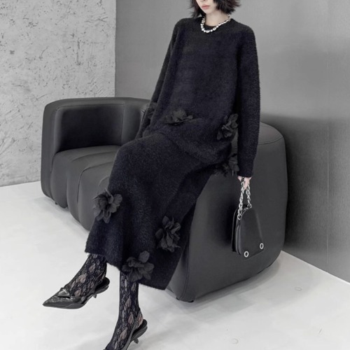 Flower motif knit setup C0908