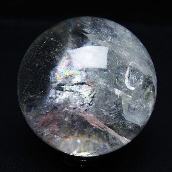 水晶 丸玉 虹入り 75mm スフィア 置物 水晶玉 一点物 151-8751