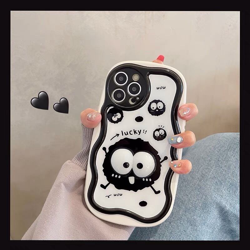 ブラックモンスターiPhoneケース 面白い キャラクター かわいい 人気 韓国