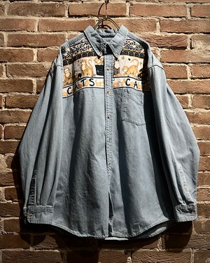 【Caka act3】Cat Design Switching Vintage L/S Shirt