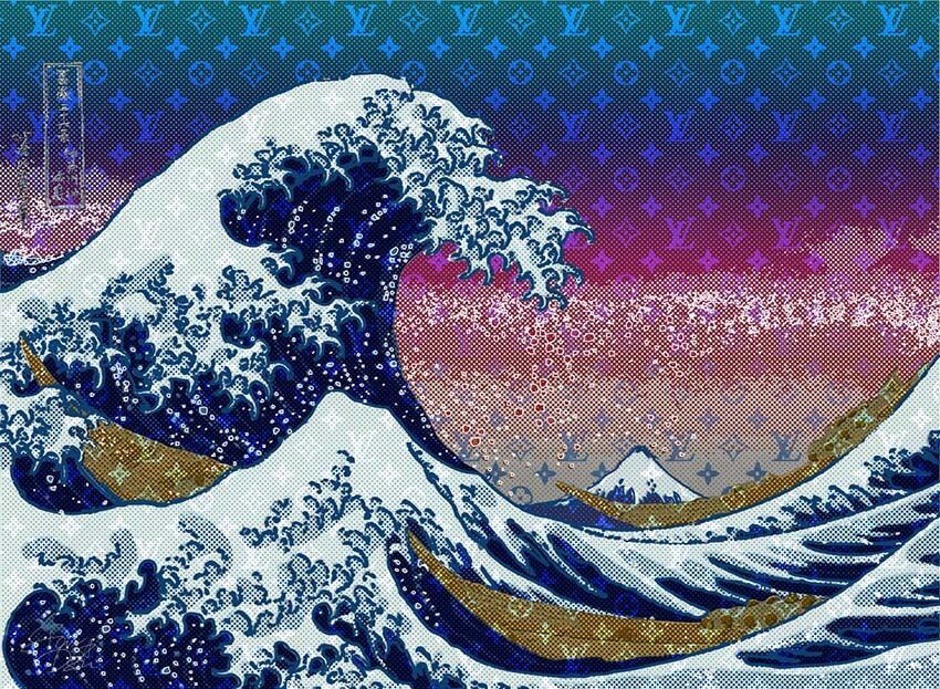 葛飾北斎 神奈川沖浪裏 ヴィトン モノグラム ペーパーポスター キャンバスポスター アートポスター オマージュアート A1サイズ Make Sense Art Gallery