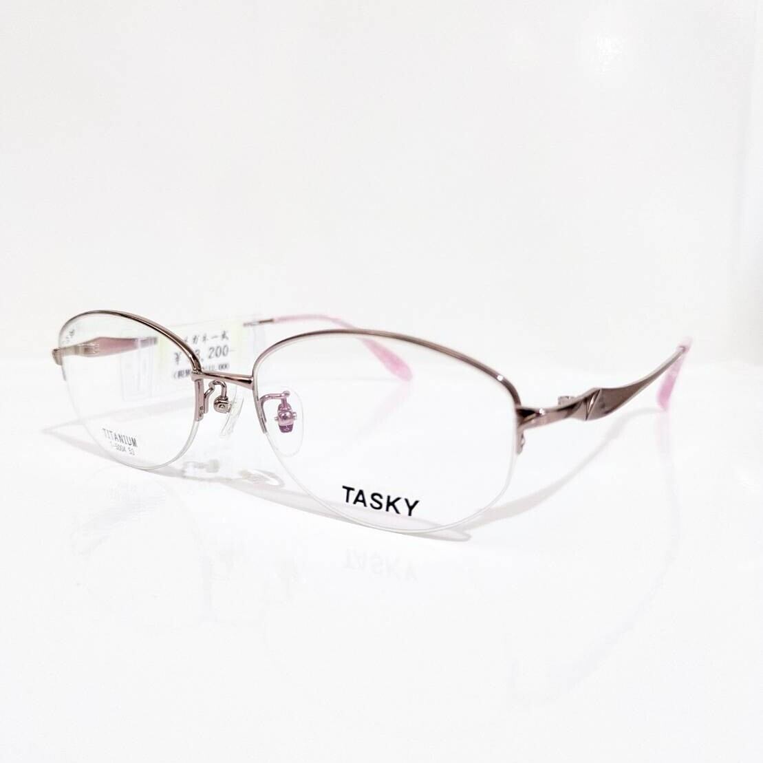 【TASKY】オーバルナイロールフレーム ピンク