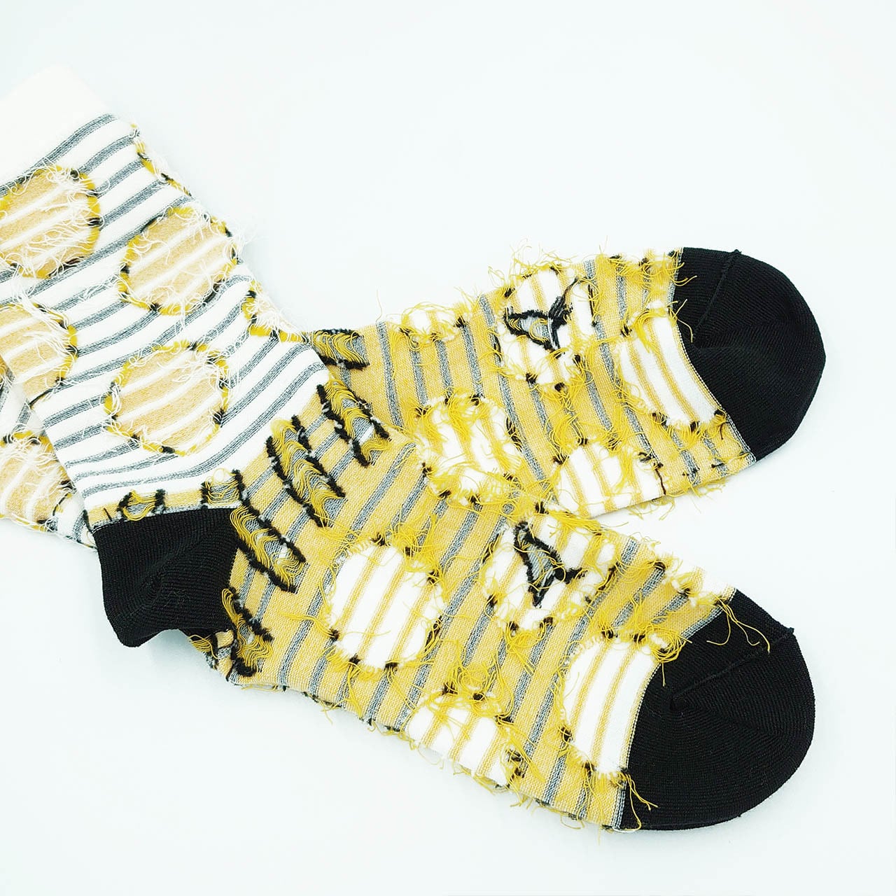 ストライプドット（黄黒）インポート ソックス【靴下 くつした socks