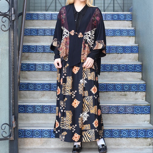 EU VINTAGE ANIMAL PATTERNED LONG SKIRT/ヨーロッパ古着アニマル柄ロングスカート