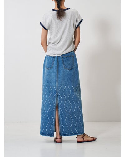 【YENN】LASER CUT DENIM SK