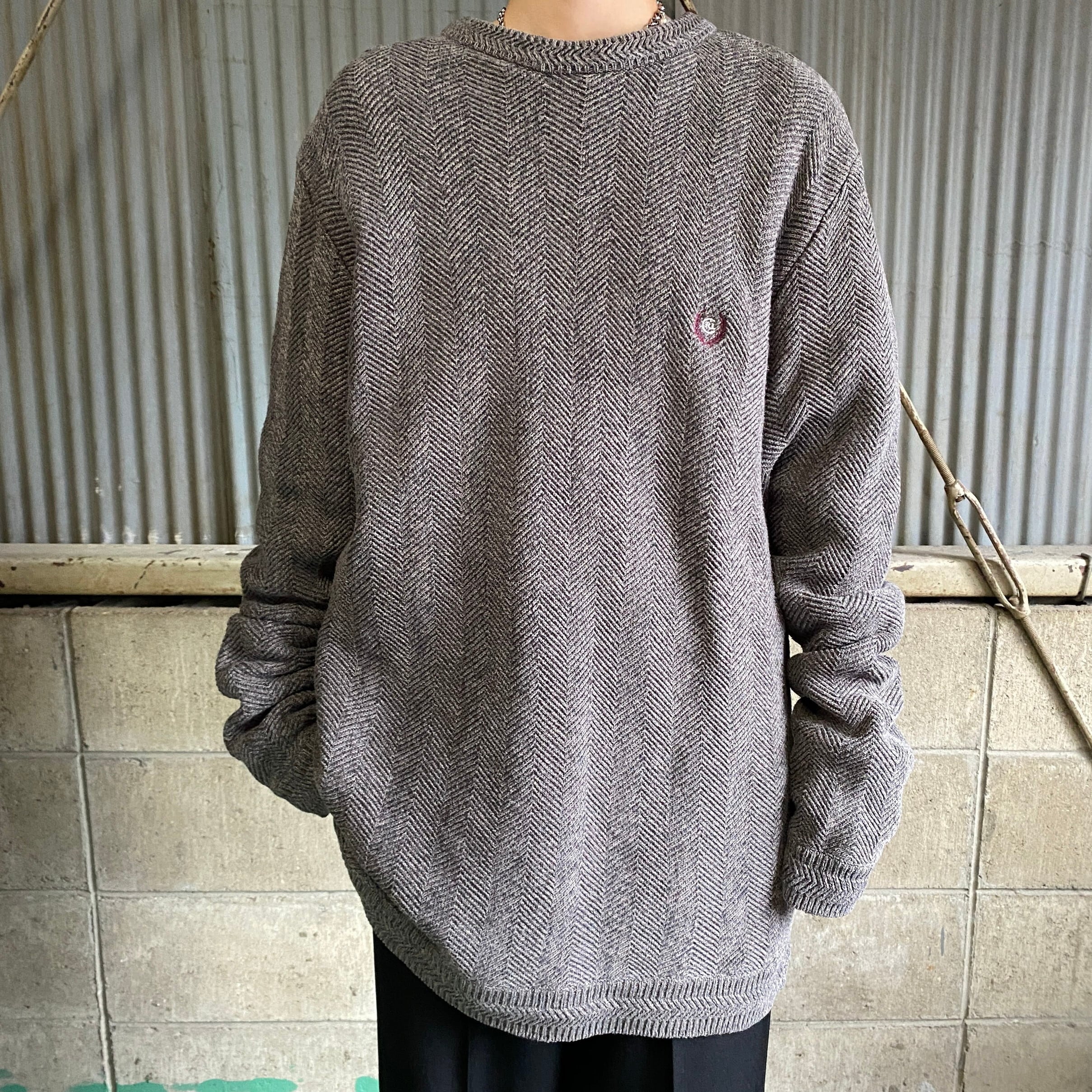 CHAPSニット 古着 XL ワンポイント グレー - ニット