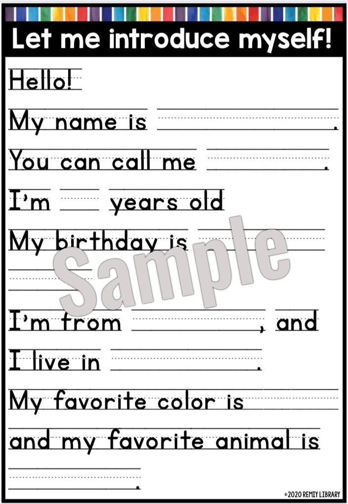デジタルコンテンツ データ 販売 All About Me 自己紹介スピーチをしよう Kindergarten Gr 1 3 Remiy Library