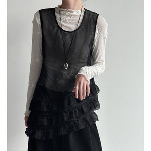 frill asymmetrical sleeveless tunic　J00513