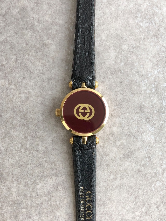 GUCCI グッチ 腕時計 ブラック ローマ レザー クウォーツ vintage ヴィンテージ オールド v526t3