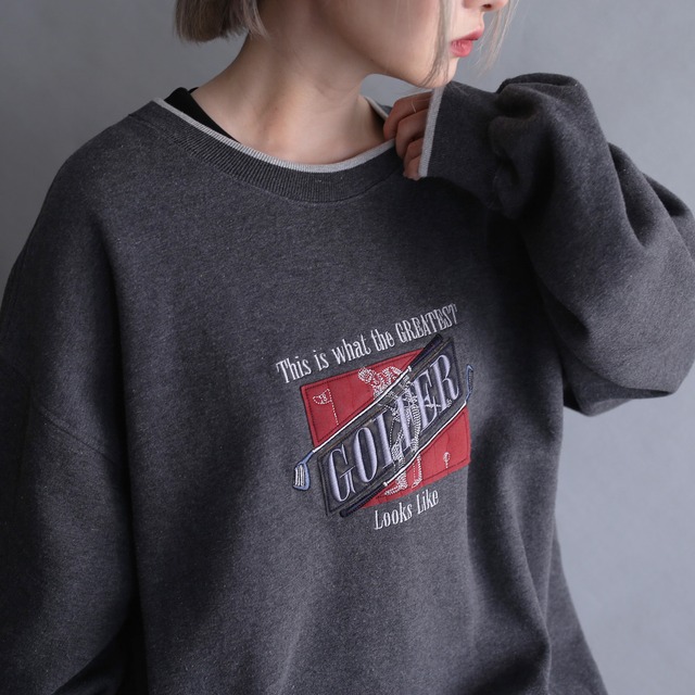 rib line and front patchwork big sweat