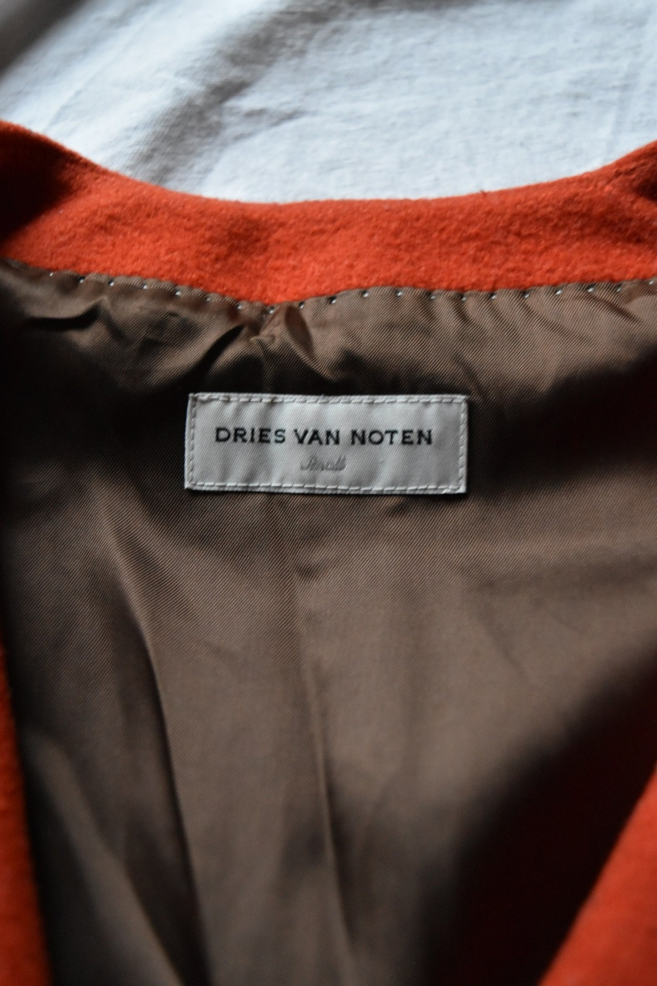 "Dries van noten" Designed Cinnabar Orange Double Wool Coat