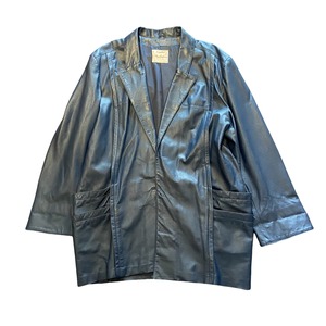 Navy Leather Easy Jacket