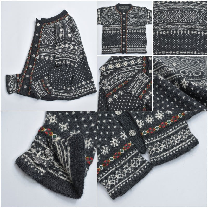 70～80s Nordic Cardigan ノルディック柄 メタルボタン デザイン