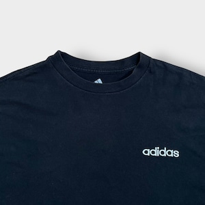 【adidas】ワンポイント 刺繍ロゴ ロンT ロングTシャツ 長袖Tシャツ X-LARGE ビッグサイズ 黒 アディダス US古着