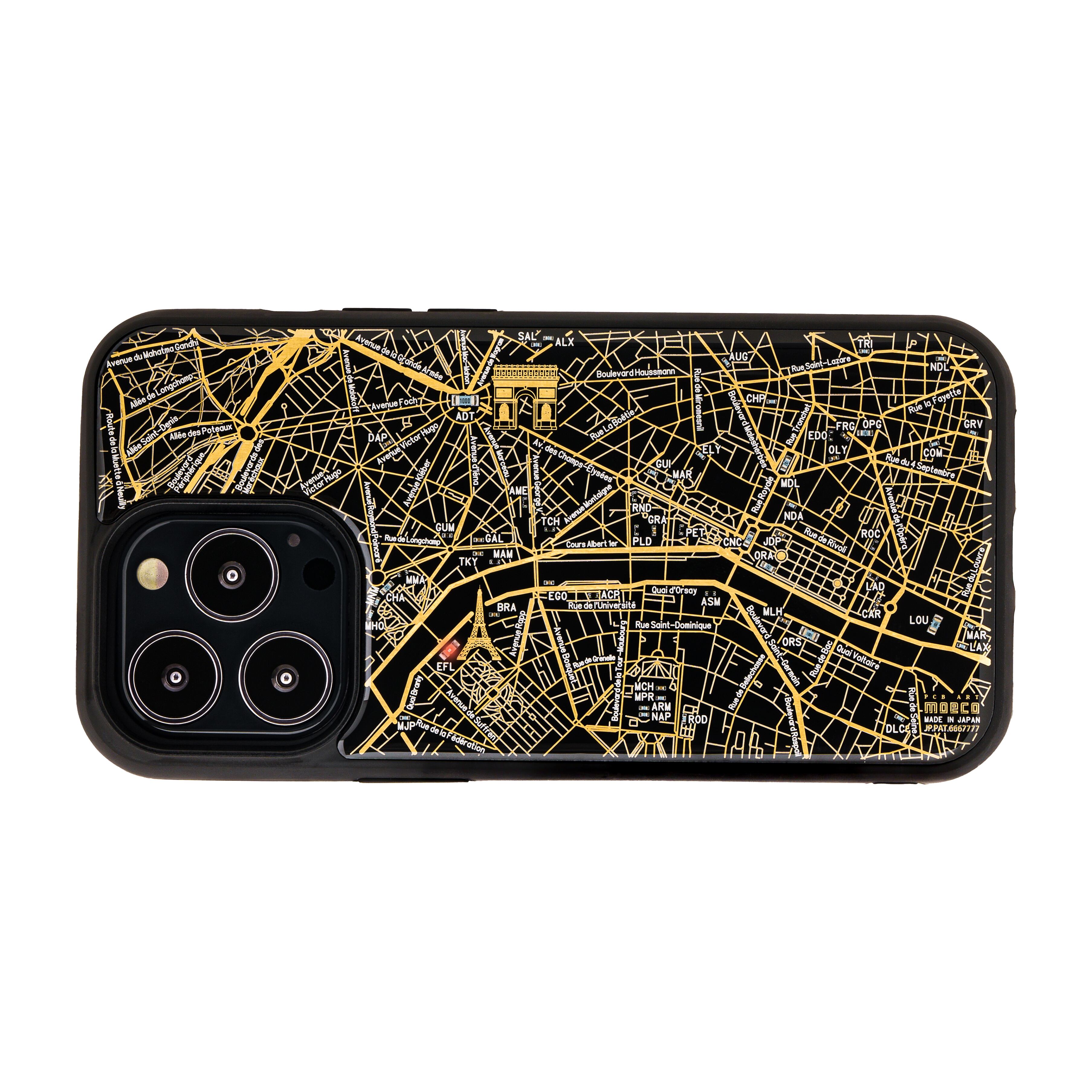 FLASH パリ回路地図 iPhone 14 Pro ケース  緑黒白