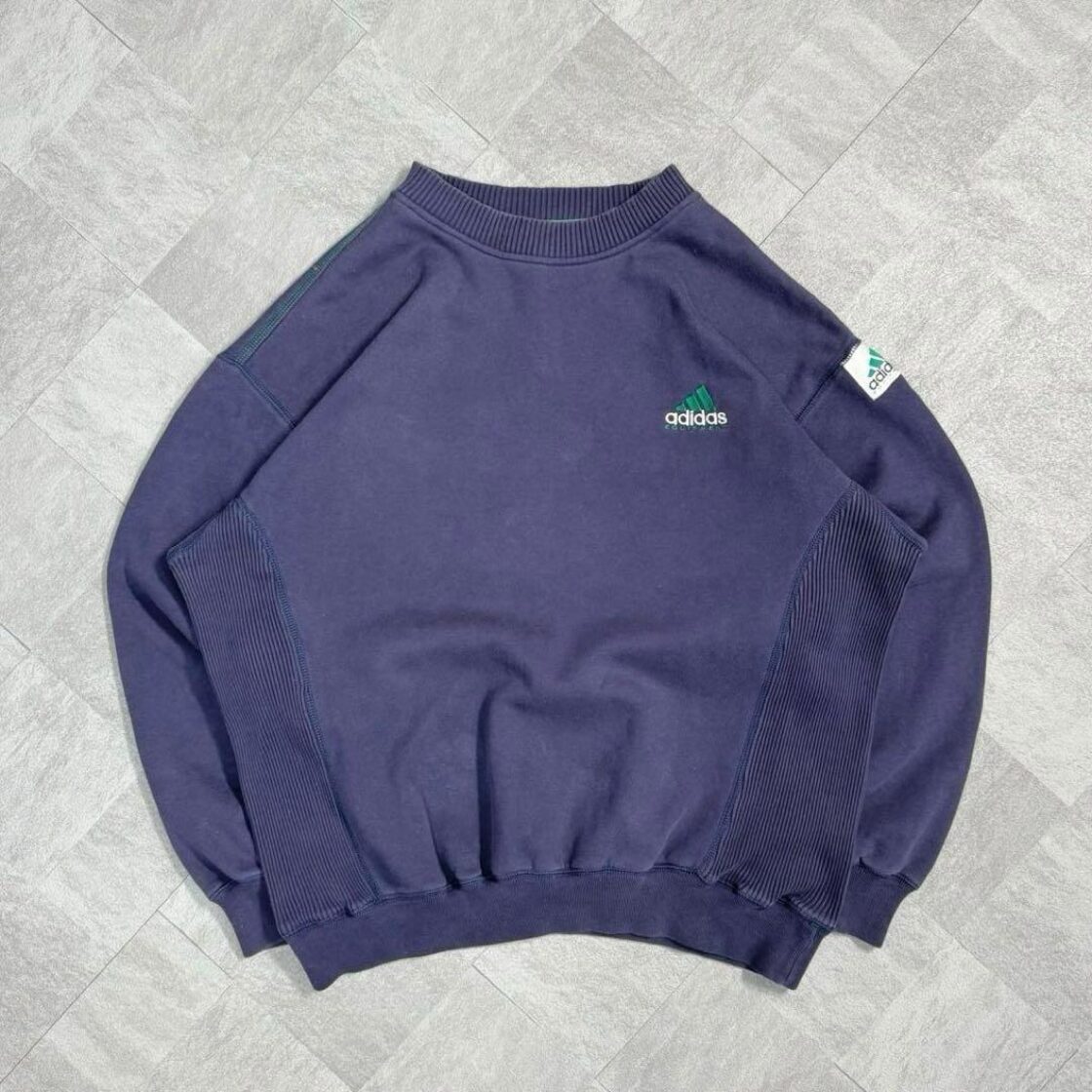 極上】アディダス スウェット 90s エキップメント ロゴ刺繍 ゆるだぼ 