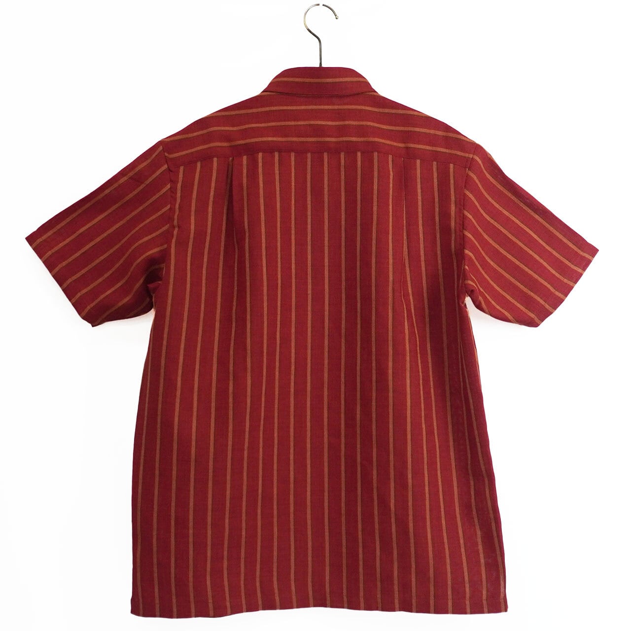 Reflax(R)ECO 先染めバスケットストライプ ボタンダウン 半袖 シャツ