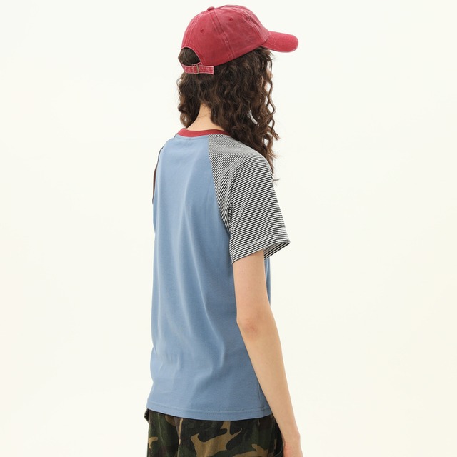 asymmetric sleeve design short sleeve tee　アシメスリーブデザイン半袖ティー　J1105