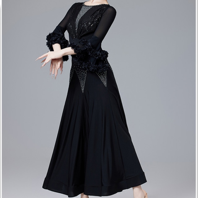 エレガント フリルカフス Aライン ドレスds0078