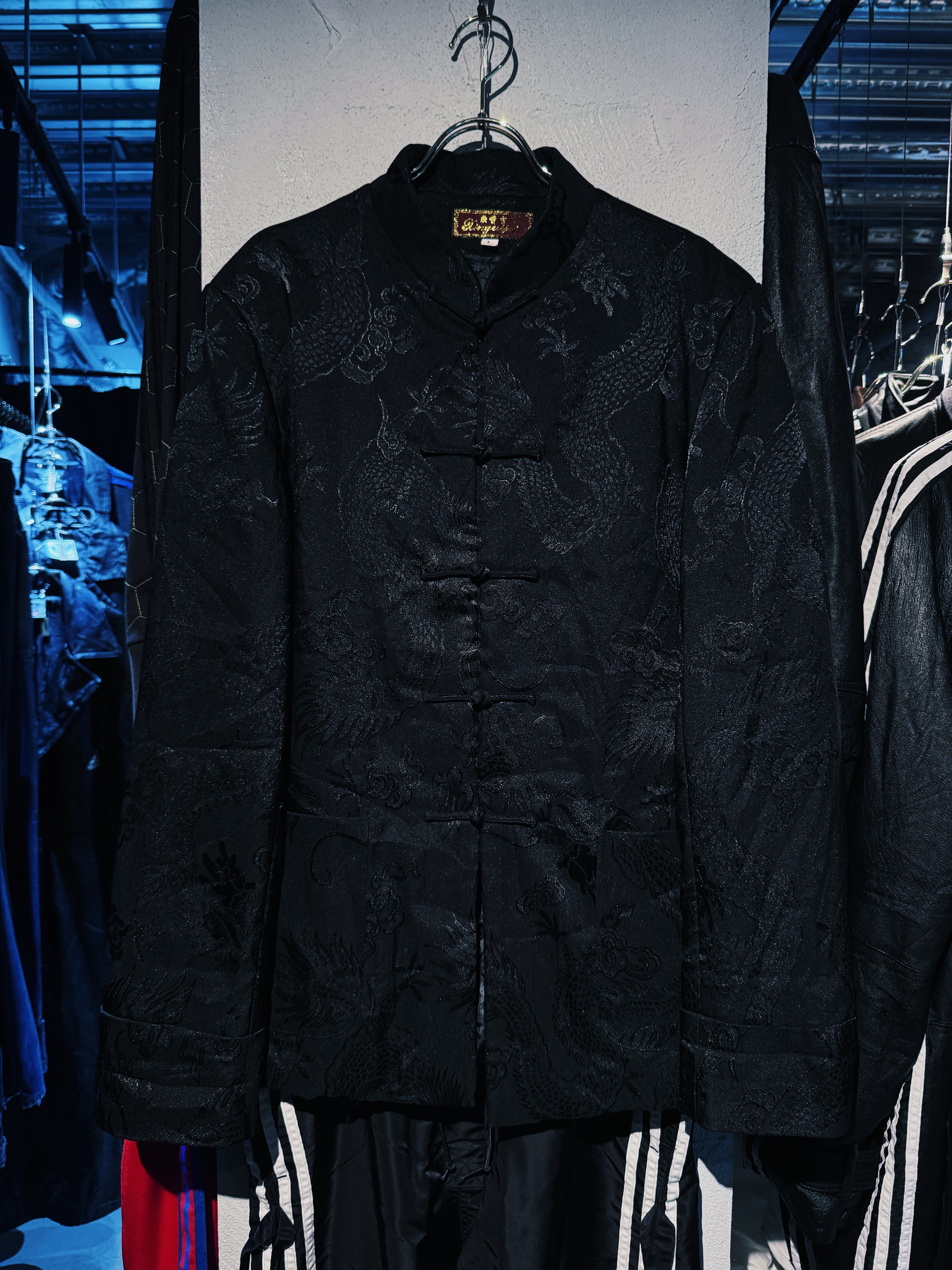 【D4C】vintage matte black chinese design pattern china shirt jacket