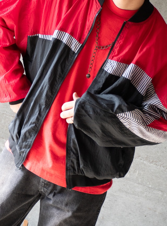 "AVIAT SPORTIF" 1980s Color blocking nylon jacket