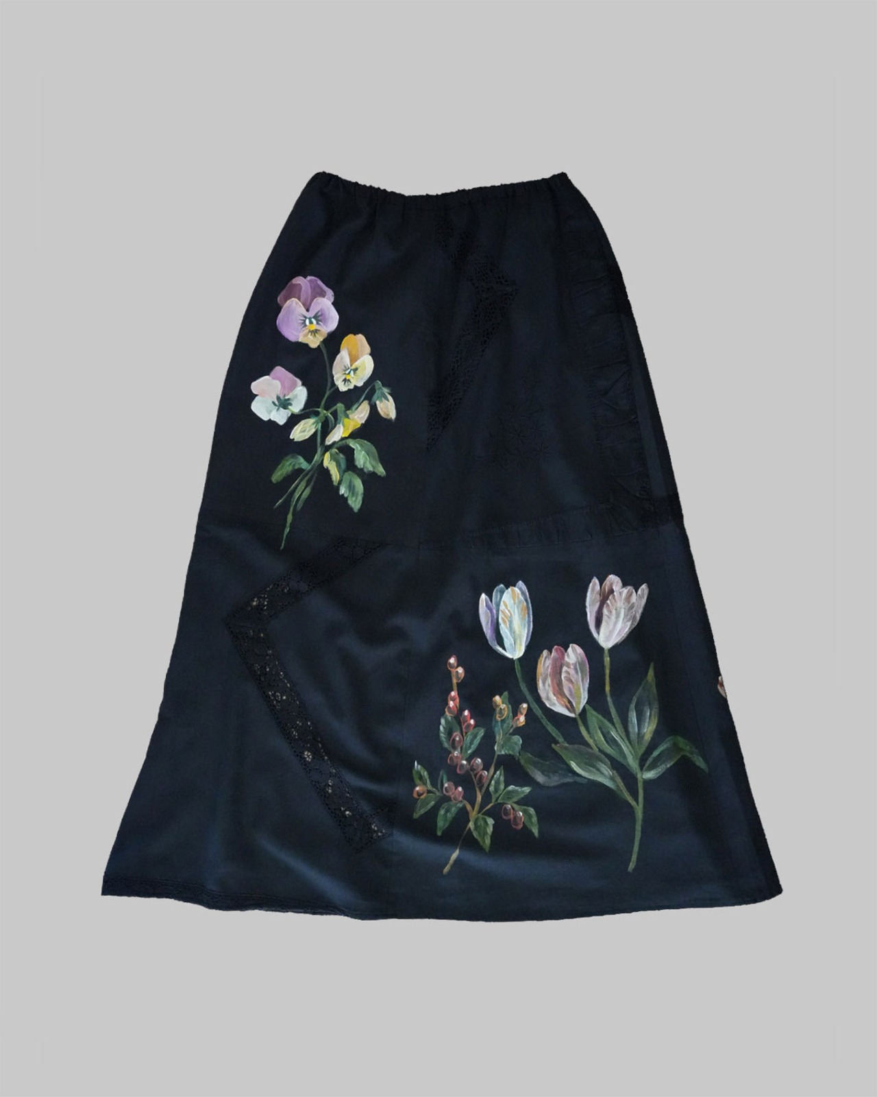 vintage lace skirt purple pansy