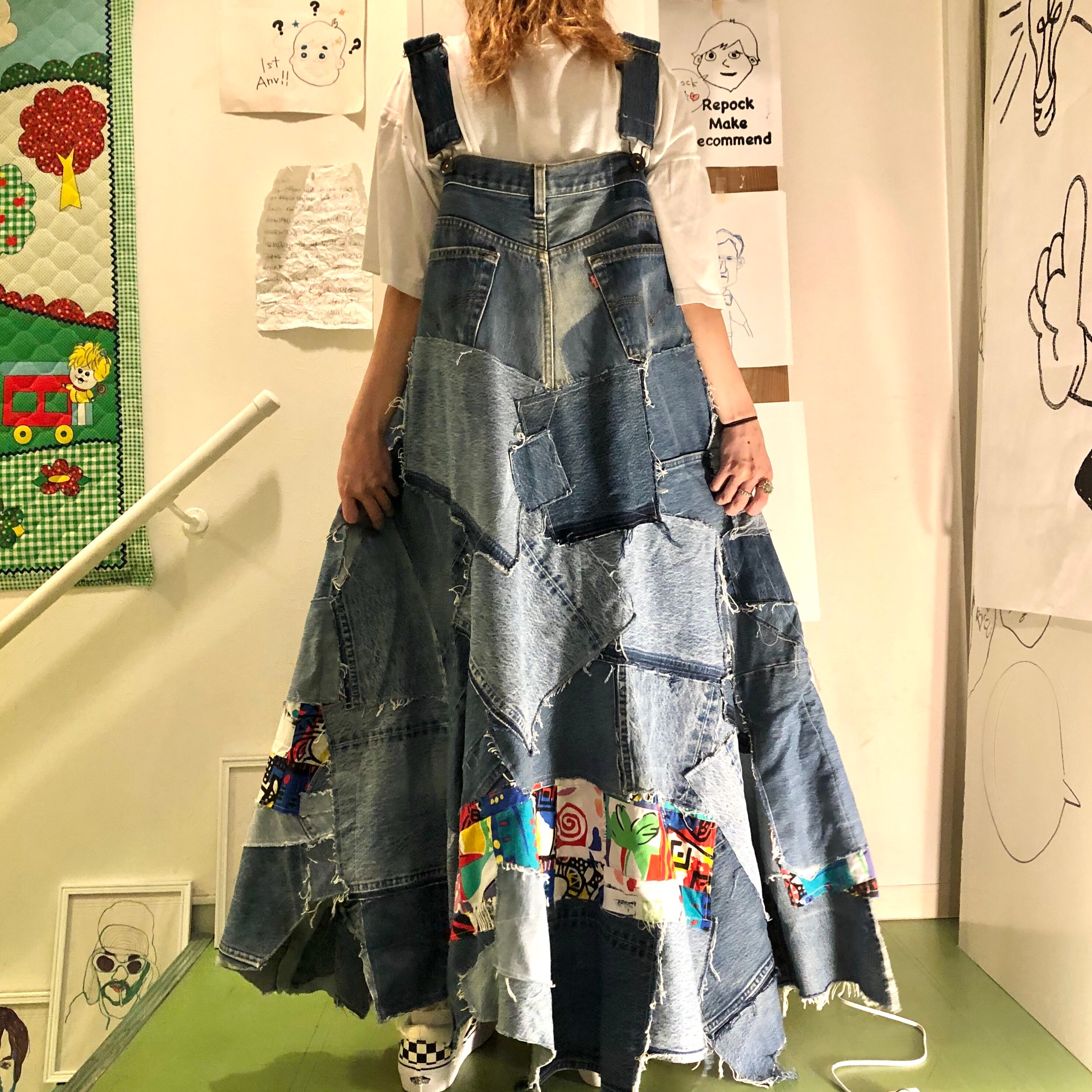 リメイク デニム ツギハギワンピース | repock make recommend リメイク デニム ツギハギワンピース | repock make recommend