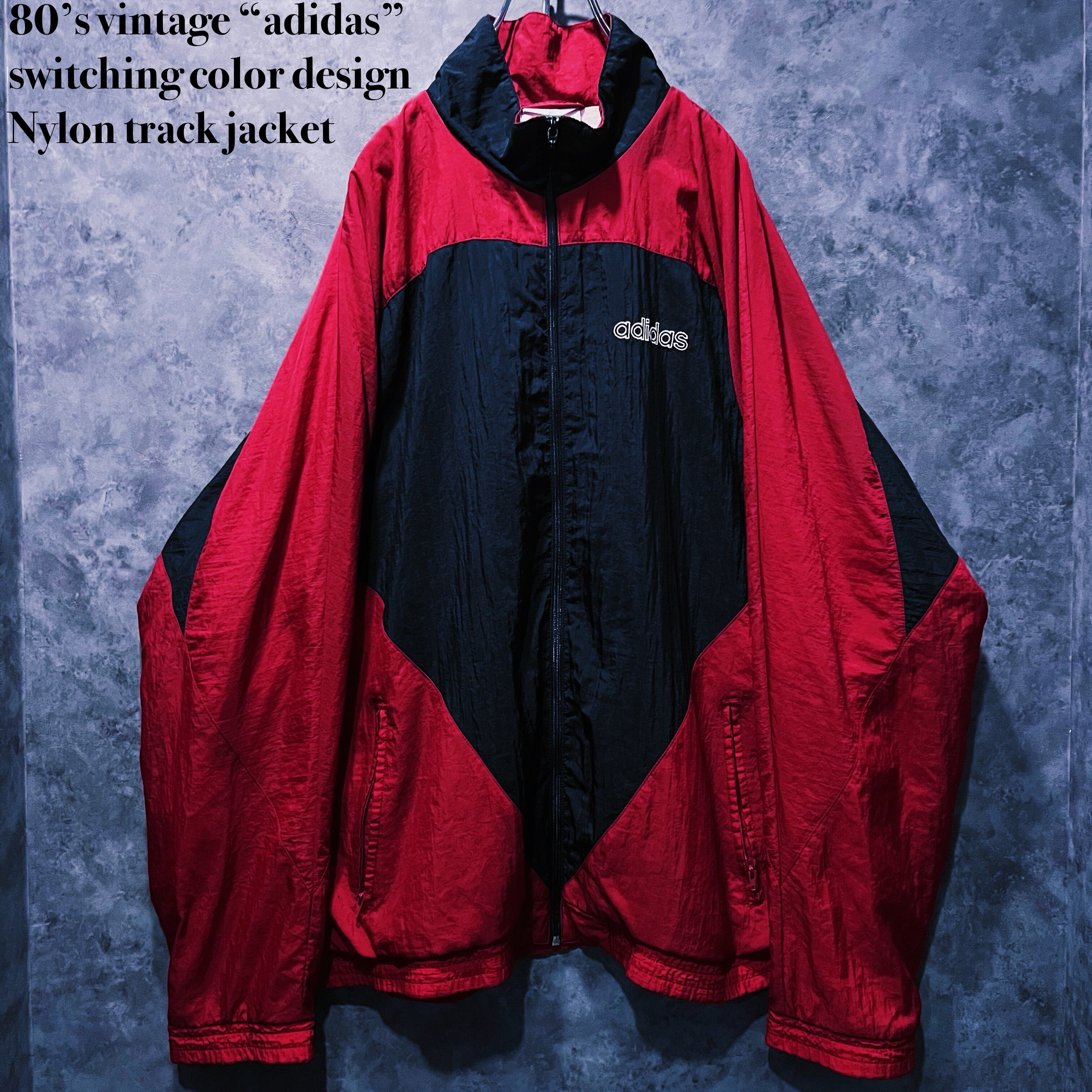 【doppio】80’s vintage “adidas” switching color design Nylon track jacket