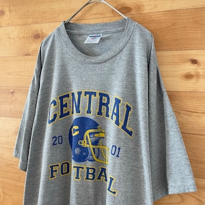 【JERZEES】フットボール アーチロゴ CENTRAL FOOTBALL プリントTシャツ XL ビッグサイズ US古着