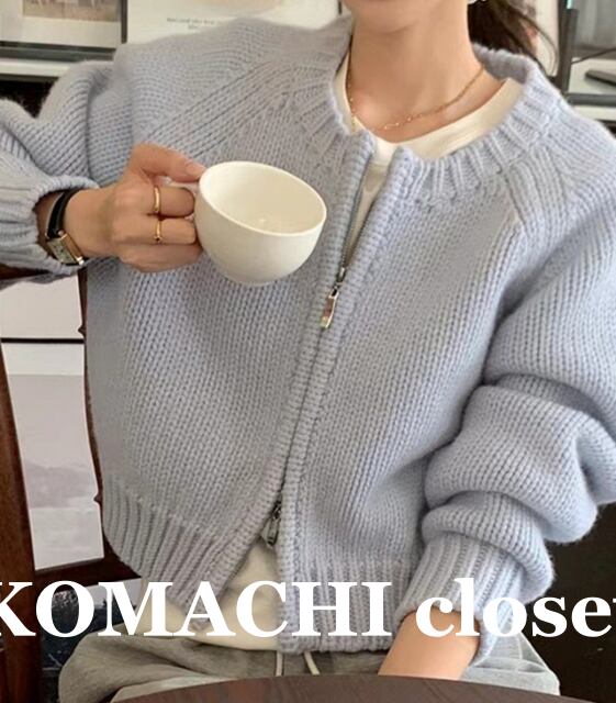 【送料無料】 セータージャケット ダブルジッパー ニットカーディガン 韓国 レディース オルチャン トレンディ ライトブルー 水色 グレー 灰色 カーディガン 袖あり 長袖 ラウンドネック 無地 秋 冬 10代 20代 30代 韓国系 暖かい 防寒 かわいい 大人可愛い きれいめ シンプル 大人 上品 おしゃれ お洒落 大人可愛い 大人女子 こなれ感 キュート 主役級 存在感 抜け感 通学 デート 女子会 お泊まり 休日 旅行 着回し 普段使い 重ね着