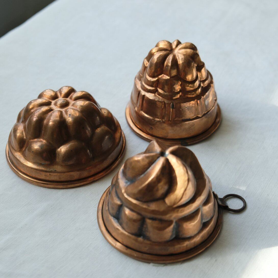 コッパーモールド　型　銅製　銅型　洋菓子　アンティーク コッパーモールド お菓子焼き型 銅の焼き型 大きなパンケーキ用