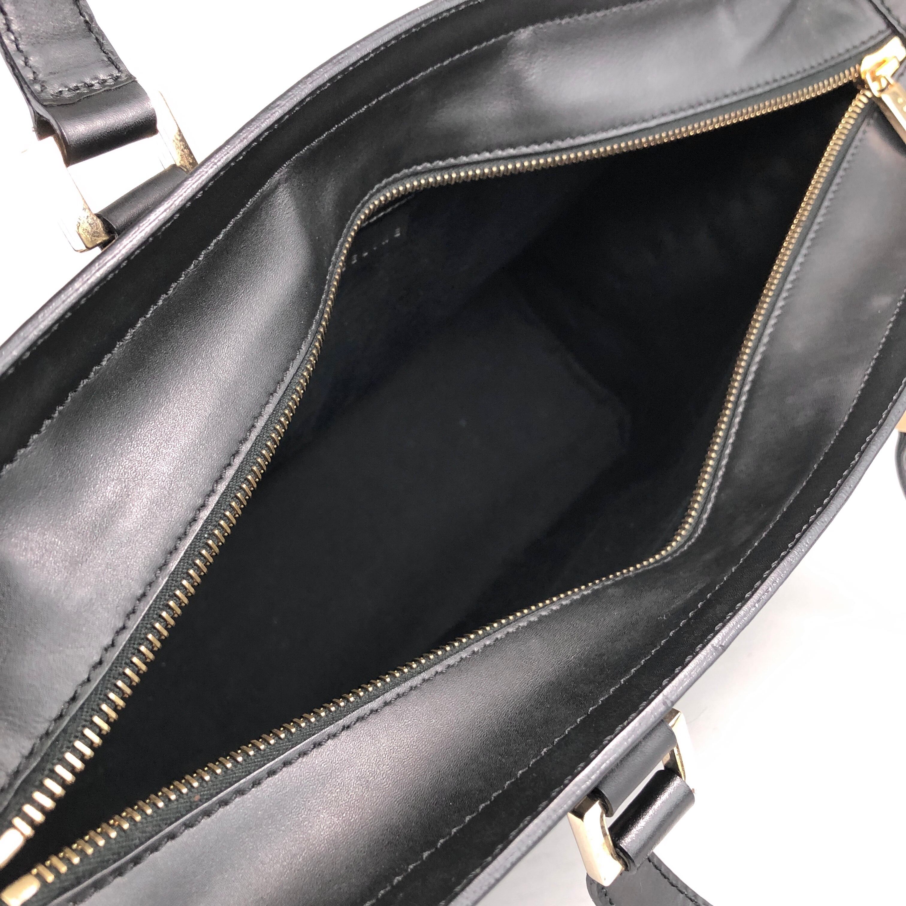CELINE セリーヌ ロゴ型押し ハンドバッグ ブラック レザー vintage
