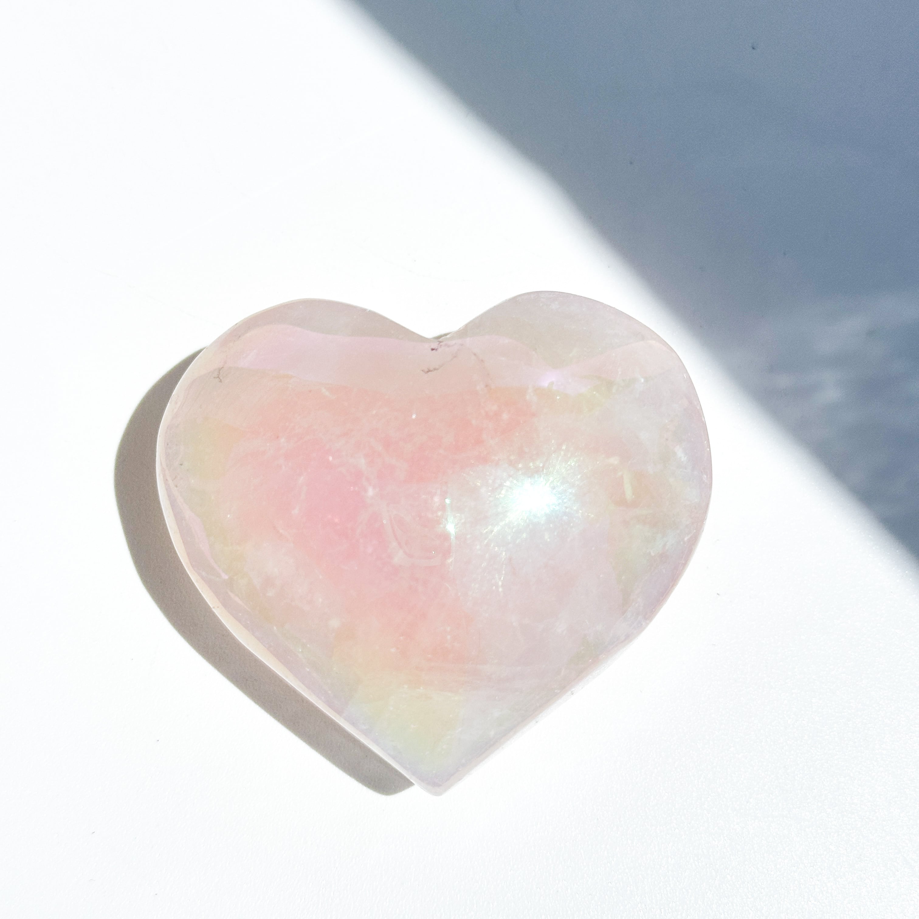♡エンジェルオーラローズクォーツ ハート91♡ Angel Aura Rose Quartz ♡天然石・鉱石・パワーストーン・インテリア