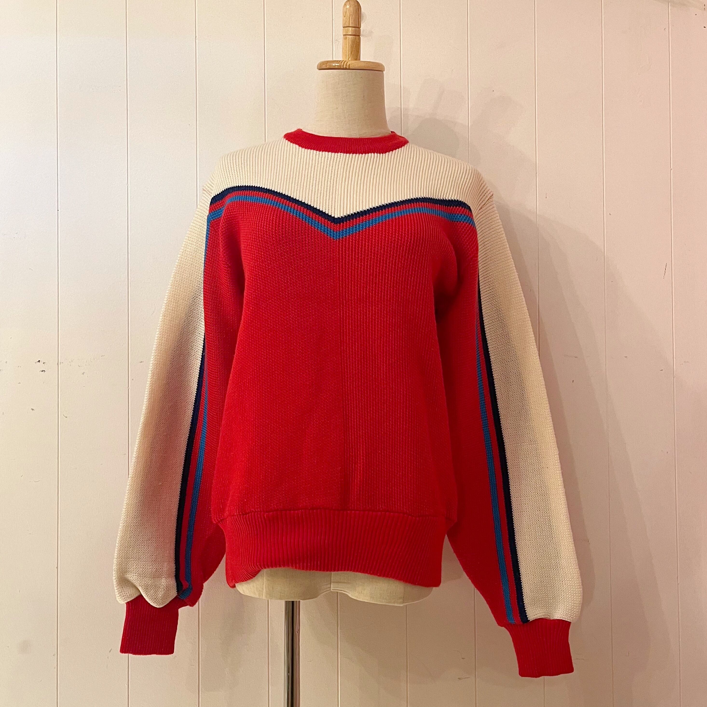 red white line jersey knit po
