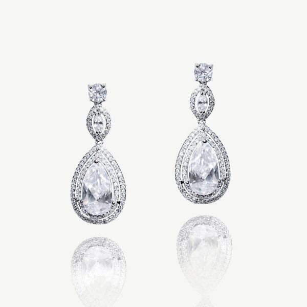 【Ivory & Co. アイボリー・アンド・コー】ブライダル ピアス コットンクラブ ティアドロップ イヤリング|ジルコニア シェルパール|ウェディングアクセサリー