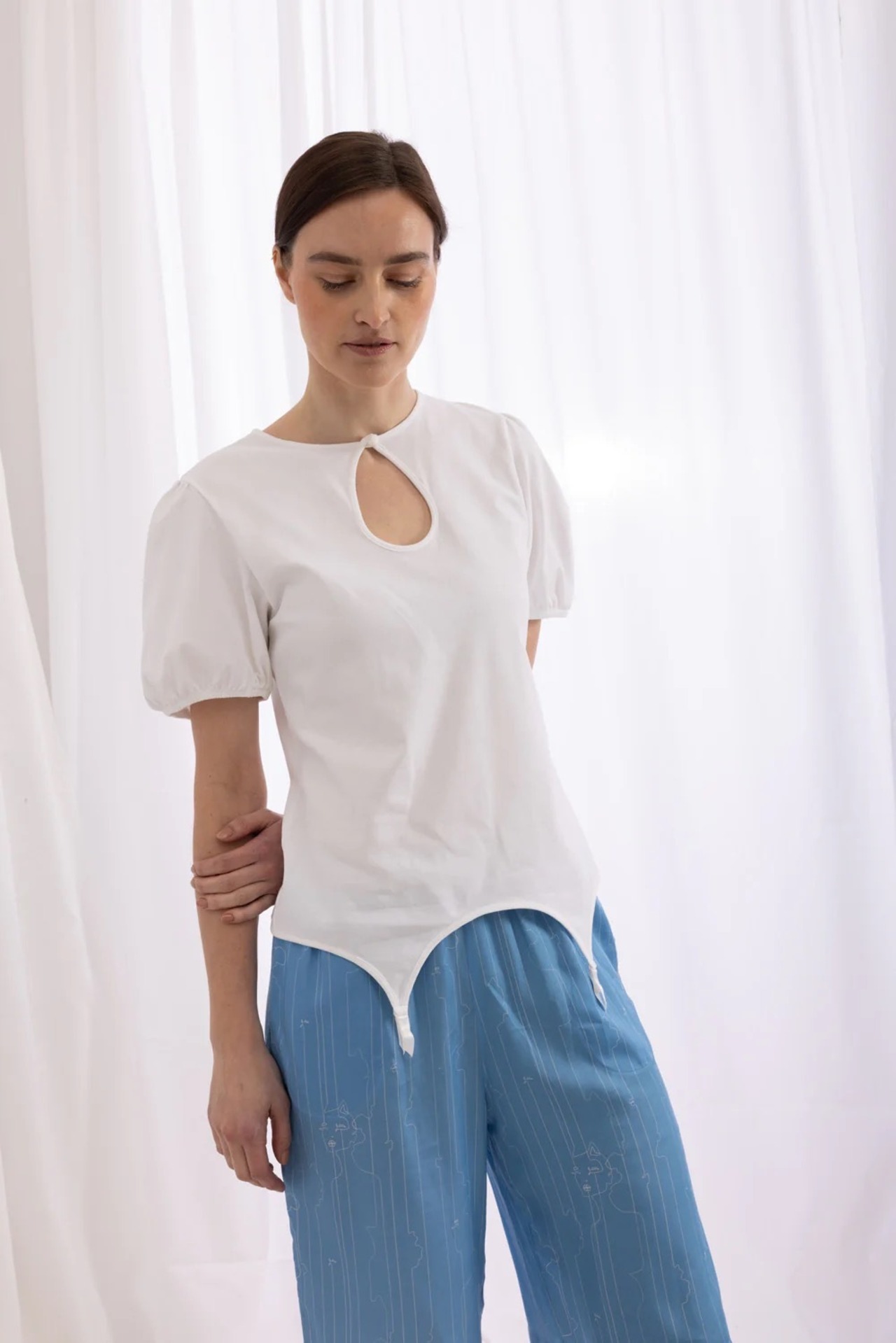 ANNA POLO SUSPENDER T-SHIRT - WHITE
