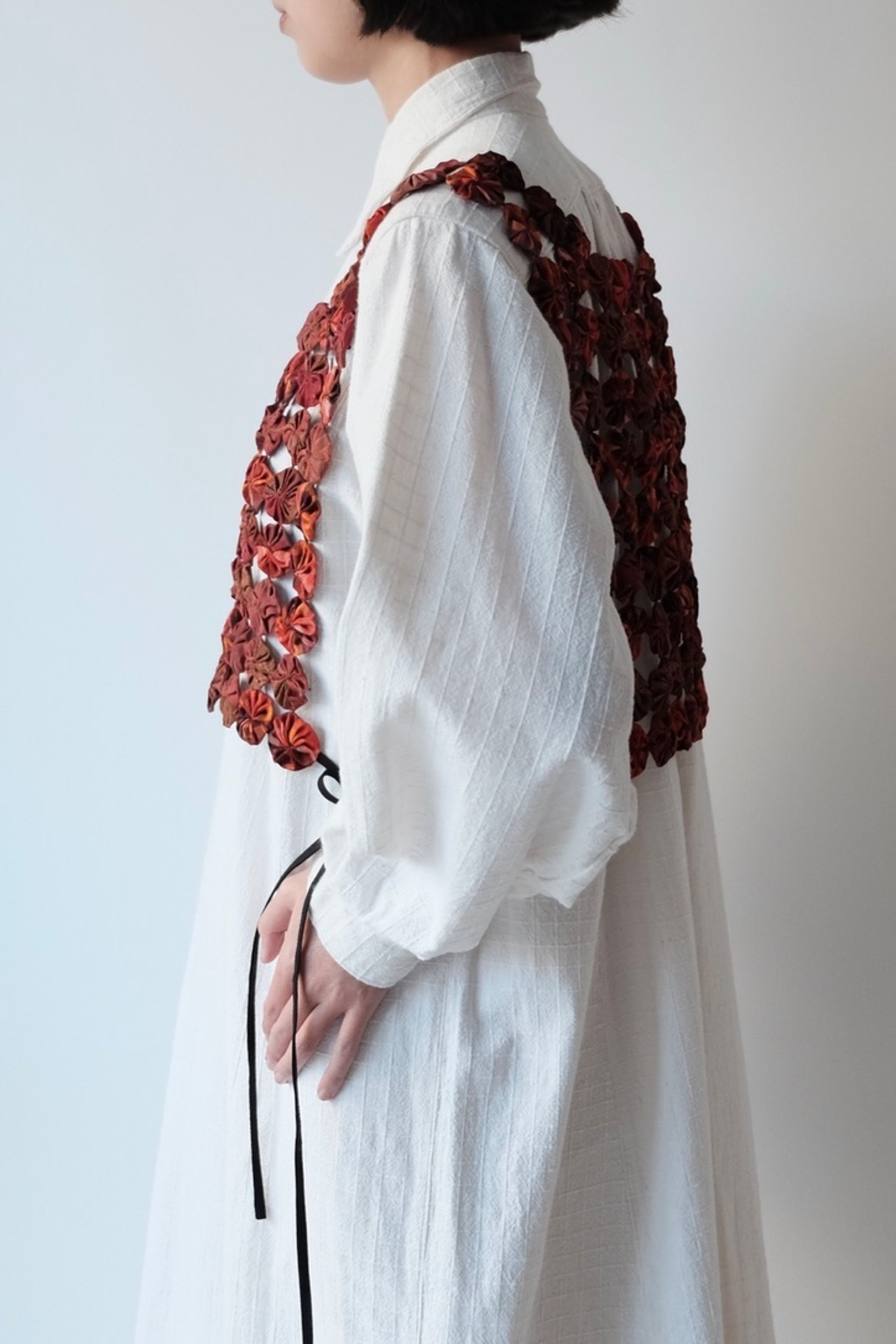 【marmelo】Yo-yo ribbon vest / side ribbon