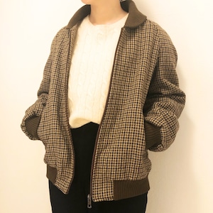 used wool check blouson