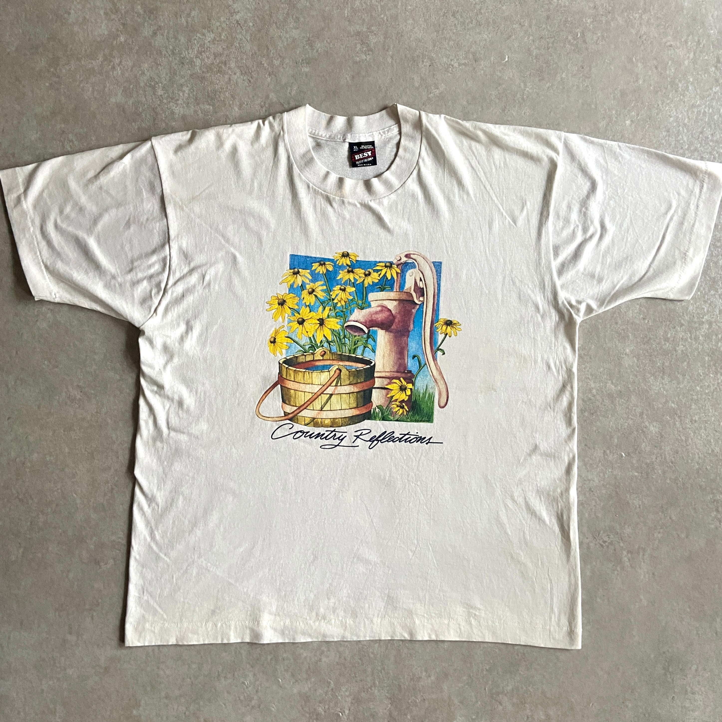 1990s Sunflower Tee XL Made in USA H331