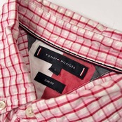 TOMMY HILFIGER トミーヒルフィガー チェック柄 シアサッカー BD 半袖シャツ サイズ L /ピンク/メンズ