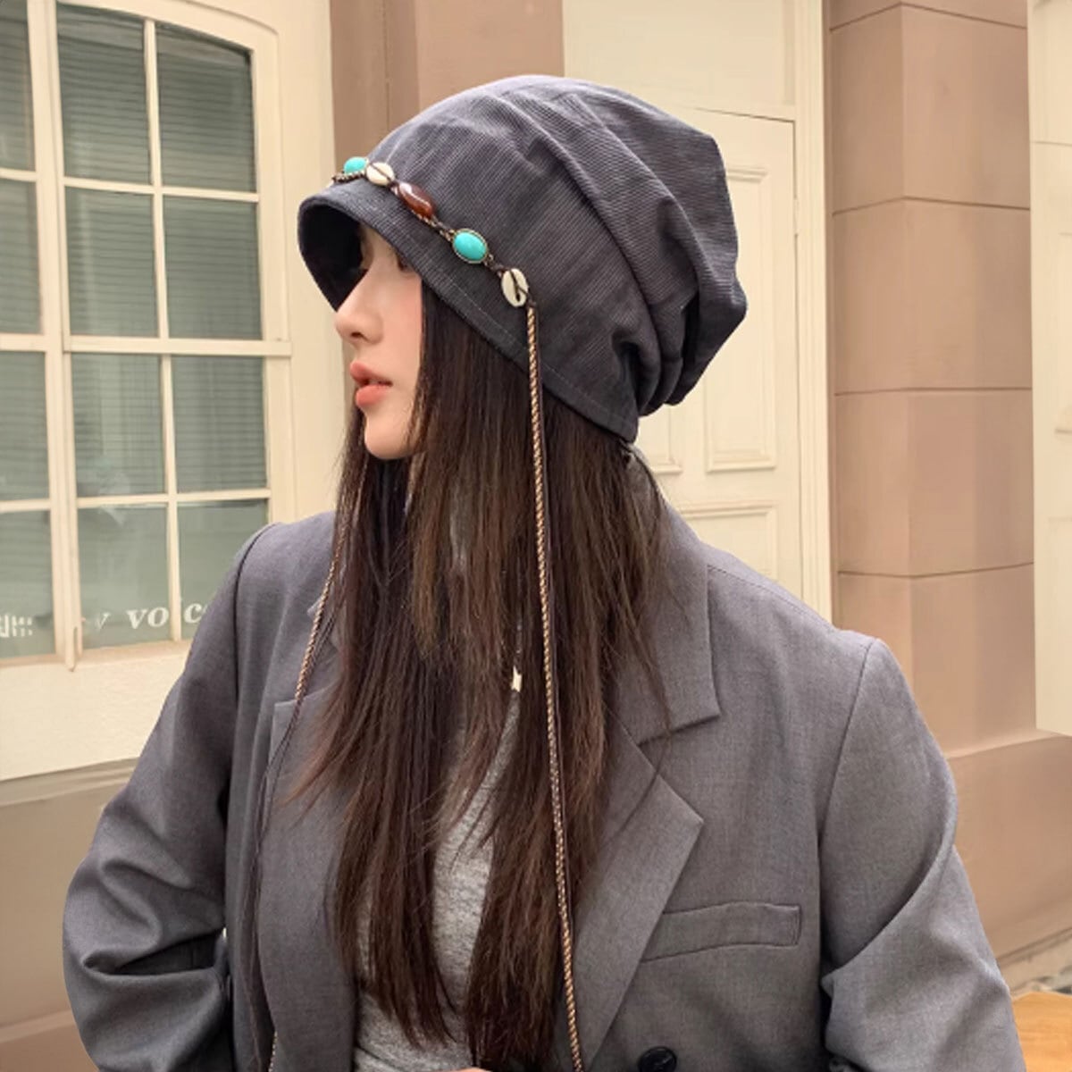 ルーズ ワッチキャップ 装飾付き 帽子 レディース 春秋冬 韓国 おしゃれ 大人 カジュアル レトロ 被りやすい 柔らかい 軽量 ストリート 原宿系 大人可愛い 大人女子