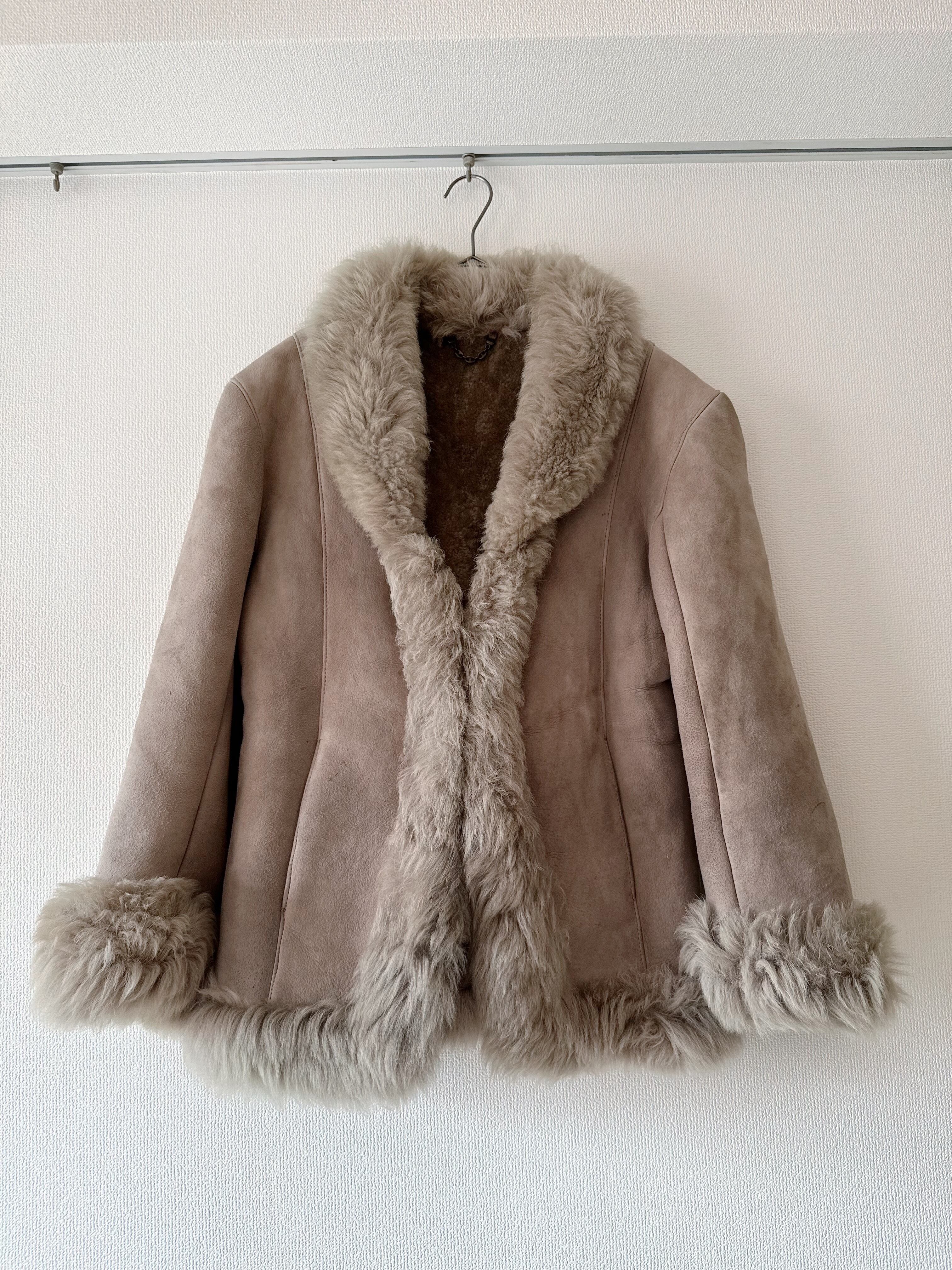 (OT1002)Lamb suede leather fur jacket